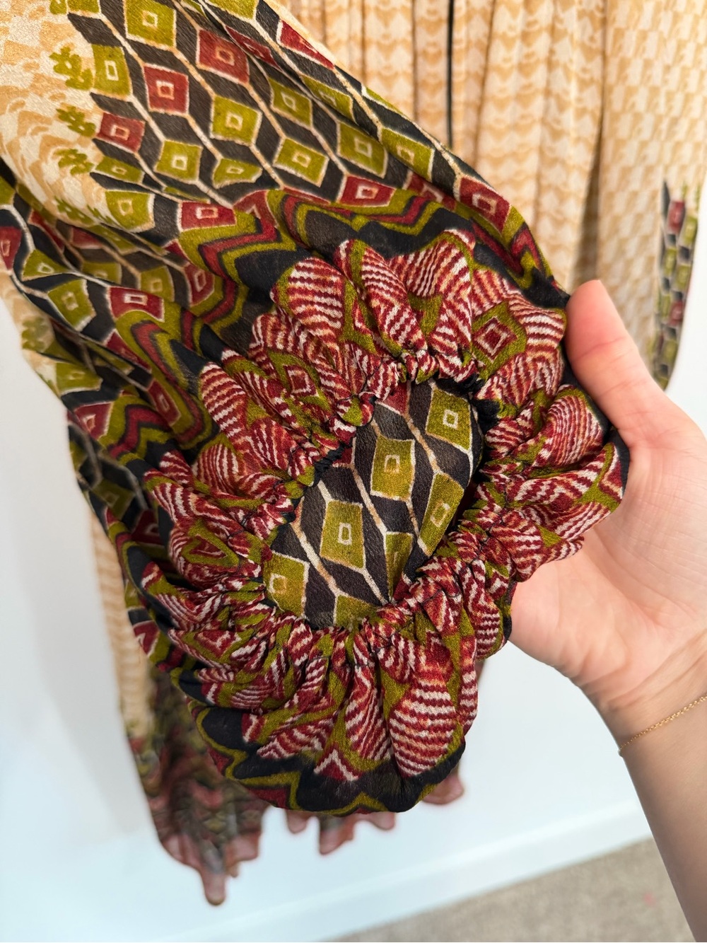 Ritu Kumar for Judith Ann Vintage Silk Block Print Dress XS - Picture 5 of 8